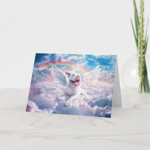 Das Gedicht der Regenbogenbrücke, weißer Engelhund Feiertagskarte