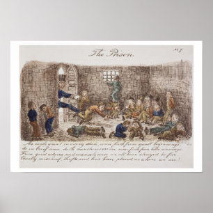 Das Gefängnis, 1858 (farbiger Stich) Poster