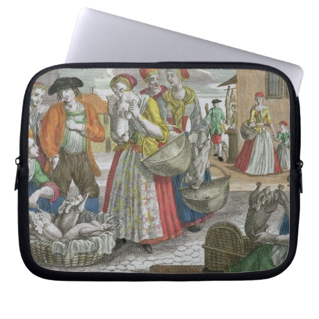 Das Geflügel vermarkten (farbiger Stich) Laptopschutzhülle (Vorderseite)