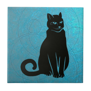 Das Geheimnis verkörpern - Coole Schwarze Katze Ku Fliese