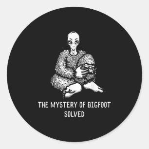 Das Geheimnis von Bigfoot löste die lustige Alien Runder Aufkleber