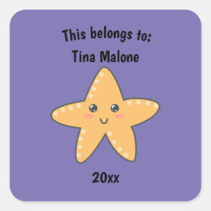 Das gehört Lila zu "Back to School Starfish" Quadratischer Aufkleber