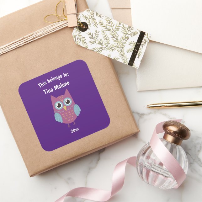 Das gehört zu "Back to School Lila Owl Lila" Quadratischer Aufkleber (Schenken)