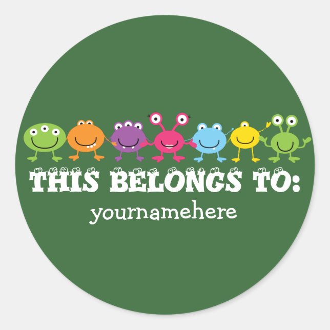 DAS GEHÖRT ZU Niedlichen Alien-Stickern Runder Aufkleber (Vorderseite)