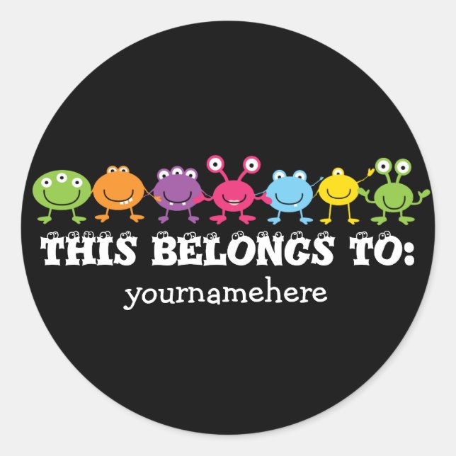 DAS GEHÖRT ZU Niedlichen Alien-Stickern Runder Aufkleber (Vorderseite)