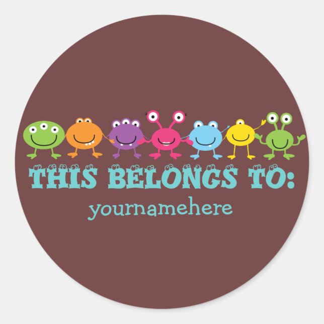 DAS GEHÖRT ZU Niedlichen Alien-Stickern Runder Aufkleber (Vorderseite)