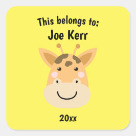 Das gehört zu "Zurück zur Niedlichen Giraffe Yello Quadratischer Aufkleber