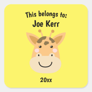 Das gehört zu "Zurück zur Niedlichen Giraffe Yello Quadratischer Aufkleber