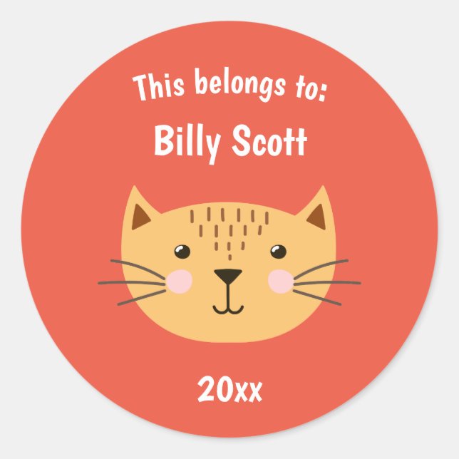 Das gehört zu zurück zur Schule Kitty Cat Gesicht  Runder Aufkleber (Vorderseite)