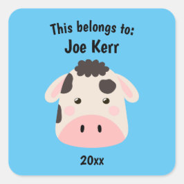 Das gehört zu "Zurück zur Schule Niedliches Kuh Bl Quadratischer Aufkleber