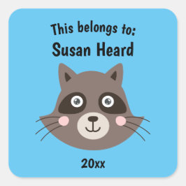 Das gehört zu "Zurück zur Schule Niedliches Raccoo Quadratischer Aufkleber