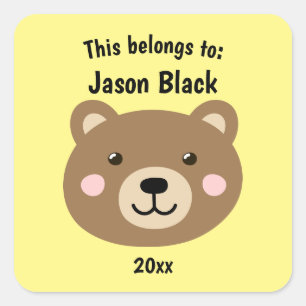Das gehört zum Lila Schulbraun-Bären Quadratischer Aufkleber