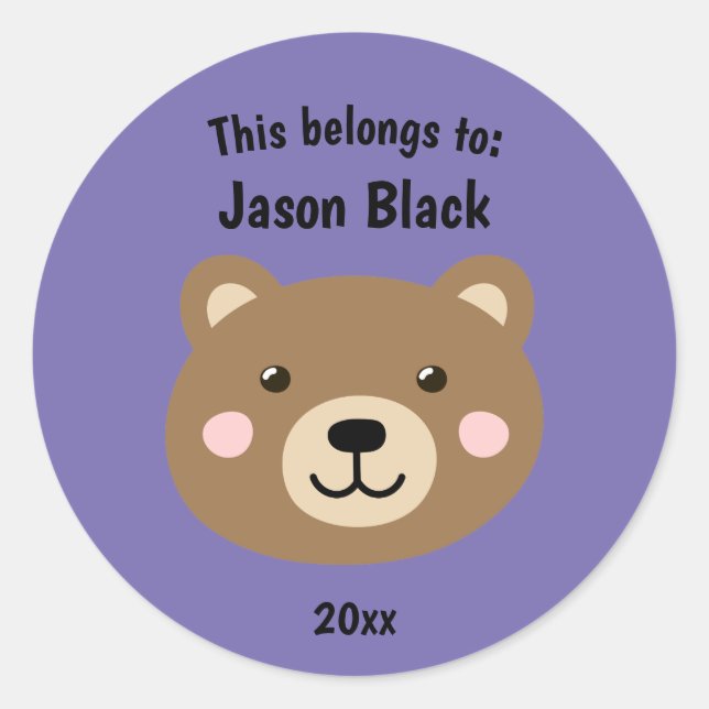 Das gehört zum Lila Schulbraun-Bären Runder Aufkleber (Vorderseite)