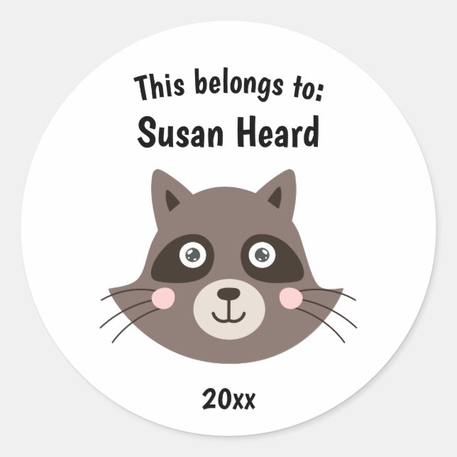 Das gehört zum Niedlichen Raccoon der Schule Runder Aufkleber (Vorderseite)