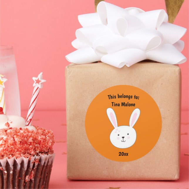 Das gehört zur Niedlichen Kaninchenorange der Schu Runder Aufkleber (Party)