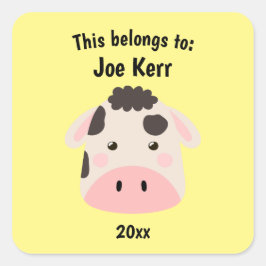 Das gehört zur Niedlichen Schulkuh gelb Quadratischer Aufkleber