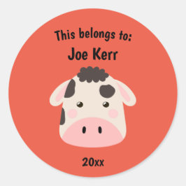 Das gehört zur Schule zurück zum Niedlichen Kuh Ro Runder Aufkleber
