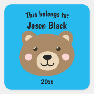 Das gehört zurück zum braunen Bärenblau der Schule Quadratischer Aufkleber