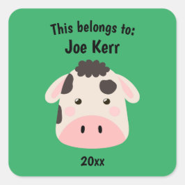 Das gehört zurück zum Niedlichen Kuhgrün der Schul Quadratischer Aufkleber