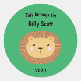 Das gehört zurück zur Schule Löwengesicht grün Runder Aufkleber