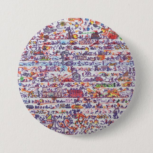 Das Gekritzel kämpft Knopf-Abzeichen Button (Vorderseite)