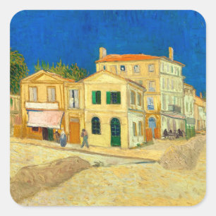 Das gelbe Haus (1888) Landschaftskunst Van Gogh Quadratischer Aufkleber