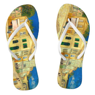 Das gelbe Haus (1888) Van Gogh Arles Kunstwerk Flip Flops