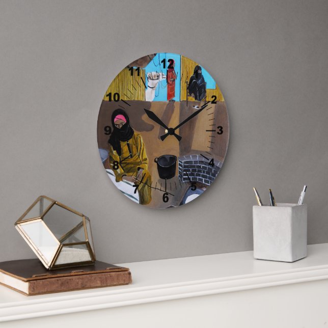 Das Gemälde Beduininnen von Alfred Fox Große Wanduhr (Büro)