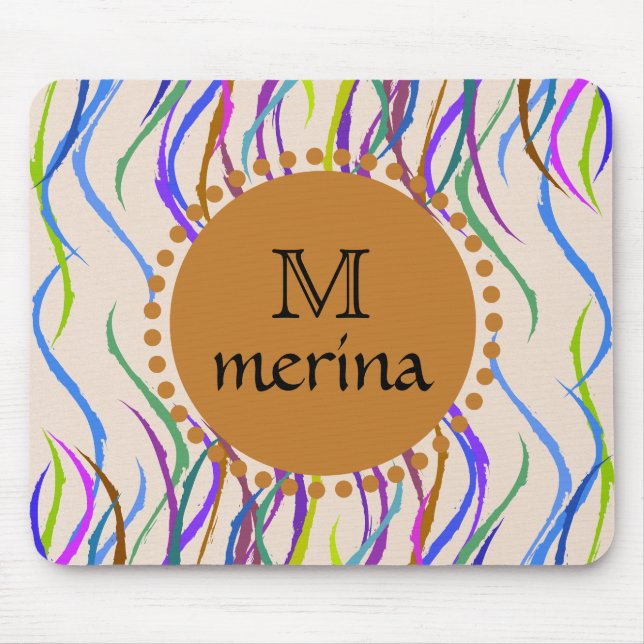 Das gemalte Monogramm kurvt dekorativen Kreis Mousepad (Vorne)