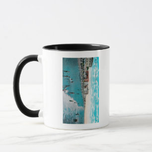 Das Genießen bewegt an Ozean BeachLong Strand, CA Tasse