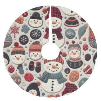 Das gequiltete Muster der Schneemänner Polyester Weihnachtsbaumdecke