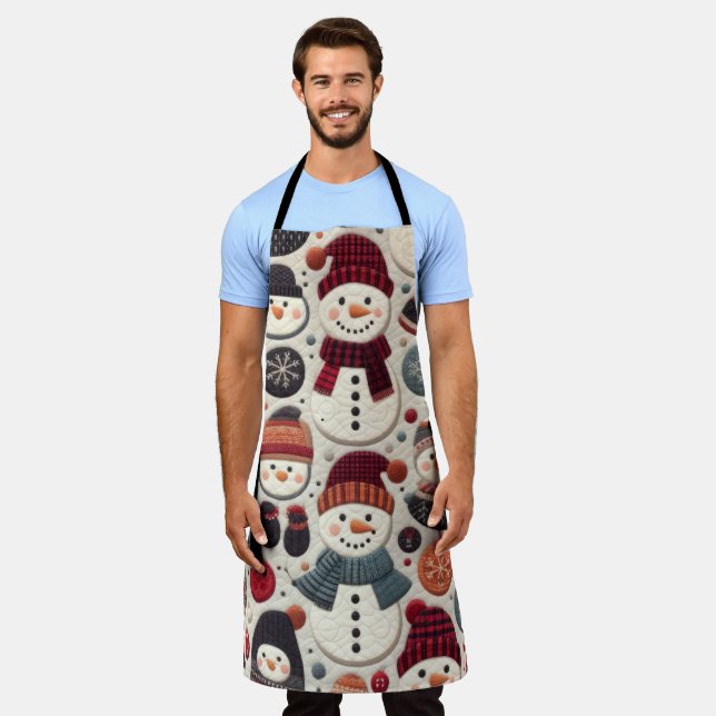 Das gequiltete Muster der Schneemänner Schürze (Getragen)