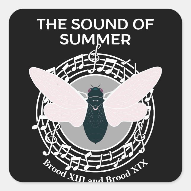 Das Geräusch des Sommers Cicada Brood Quadratischer Aufkleber (Vorderseite)