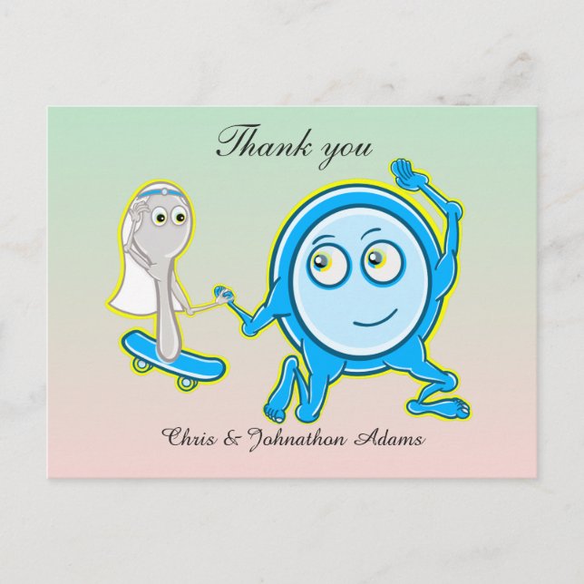 Das Gericht lief mit der Hochzeit des Löffels weg. Postkarte (Vorderseite)