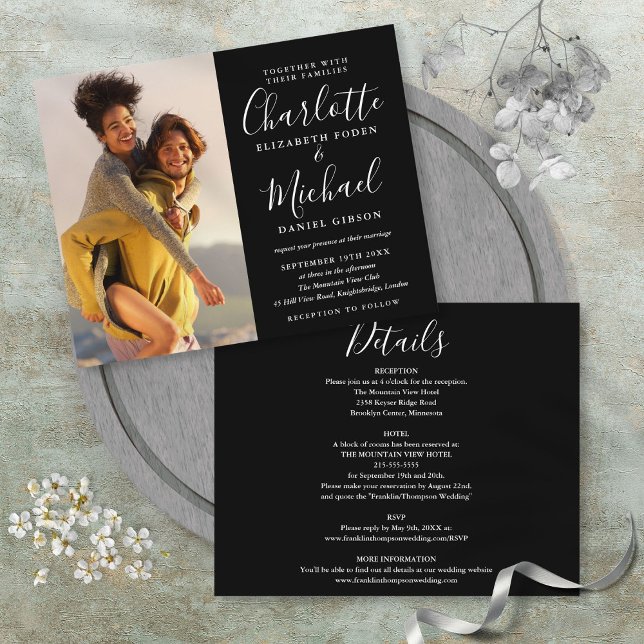 Das gesamte Budget in einem Foto (Budget All In One Photo Wedding Invitation)