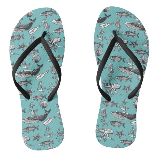 Das gesamte Meeresmuster Flip Flops (Fußbett)