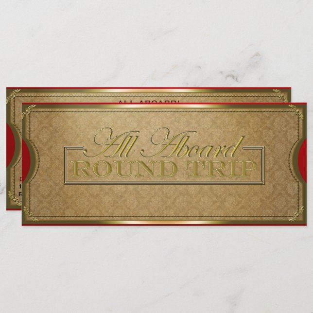 Das gesamte Party des Red & Gold Weihnachtszugs Einladung (Vorne/Hinten)