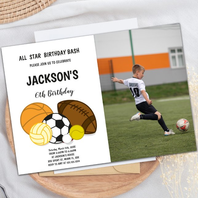Das gesamte Star Birthday Bash Sport Invitations F Einladung (All Star Birthday Bash Sports Invitations photo)
