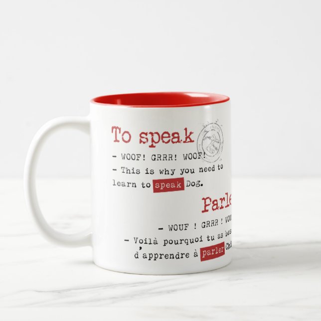 Das Geschenk der Zungen. Le ziehen DES langues. an Zweifarbige Tasse (Links)