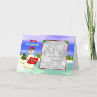 Das Geschenk des Snowmans (Fotorahmen) Feiertagskarte