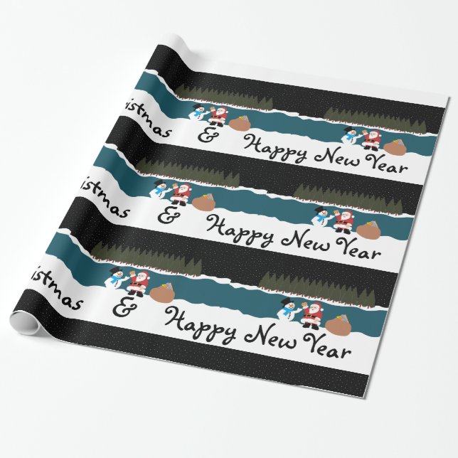 Das Geschenk des Weihnachtsmanns an das Schneemann Geschenkpapier (Ungerollt)