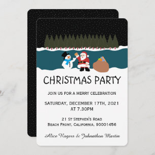 Das Geschenk des Weihnachtsmanns an die Schneemann Einladung