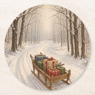 Das Geschenk des Winterwaldes Runder Pappuntersetzer