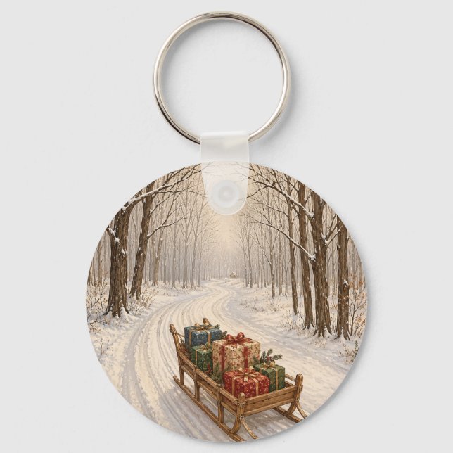 Das Geschenk des Winterwaldes Schlüsselanhänger (Rückseite)