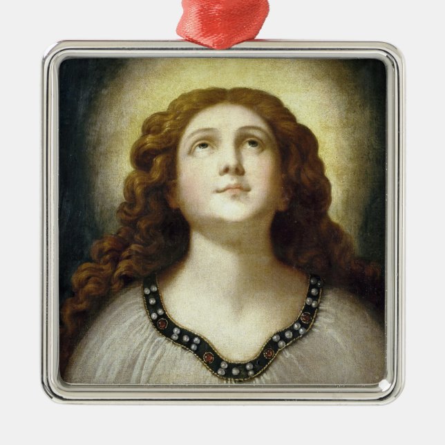 Das gesegnete Soul (Angelic Young Religious Woman) Ornament Aus Metall (Vorne)