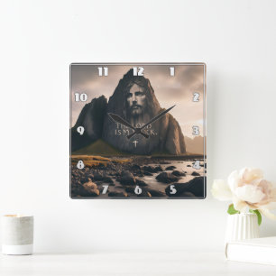 Das Gesicht der Herren auf dem Felsberg Quadratische Wanduhr