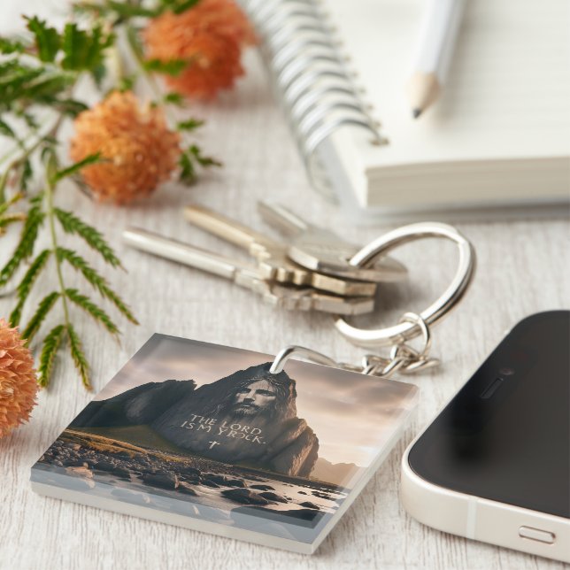 Das Gesicht der Herren auf dem Felsberg Schlüsselanhänger (Vorderseite rechts)