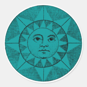 das Gesicht der Sonne Runder Aufkleber