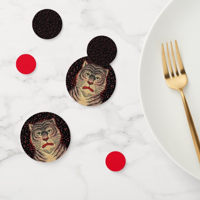 Das Gesicht des asiatischen Tiger Red Polka Dots B Konfetti (Gruppe)