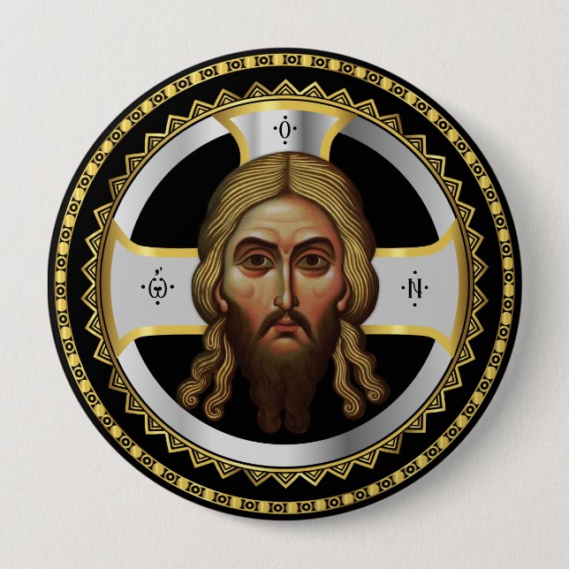 Das Gesicht des christlich-orthodoxen Schwarzen Sy Button (Vorderseite)